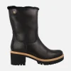 Botas de caña baja Piola en piel negra con forro de pelo