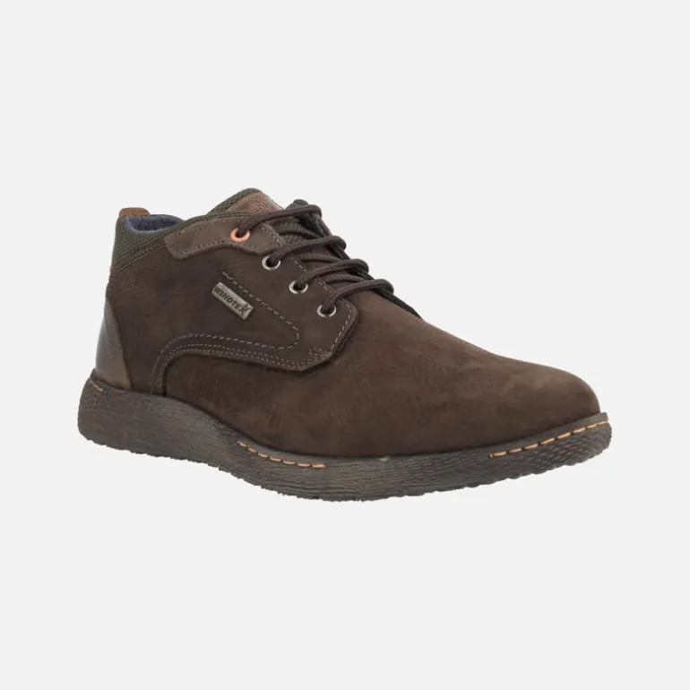 Botas de cordones para hombre en piel nobuck con membrana impermeable