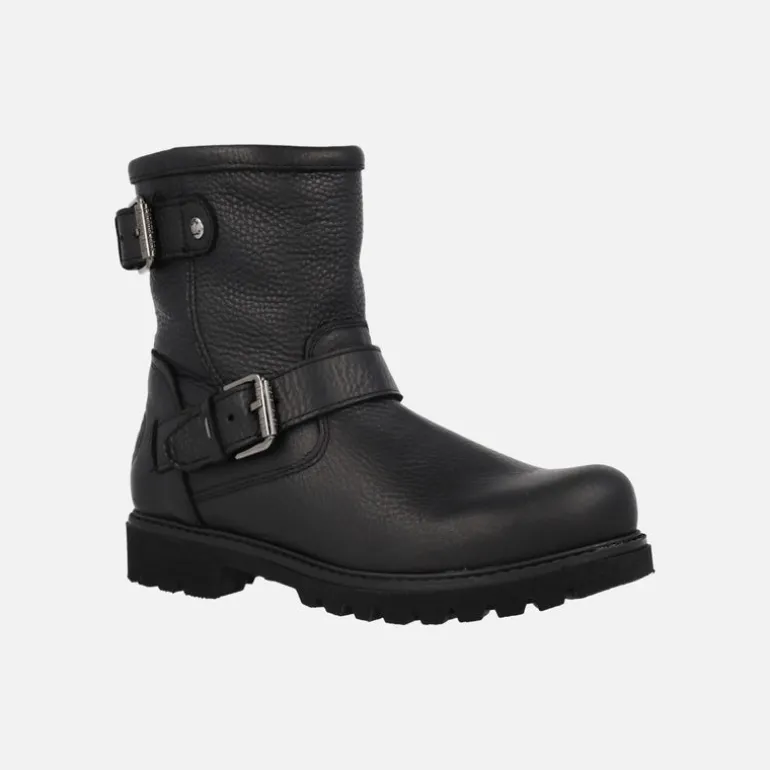 Botas de estilo motero en piel negra Felina con detalle de hebillas