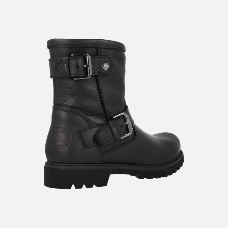 Botas de estilo motero en piel negra Felina con detalle de hebillas