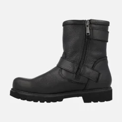 Botas de estilo motero en piel negra Felina con detalle de hebillas