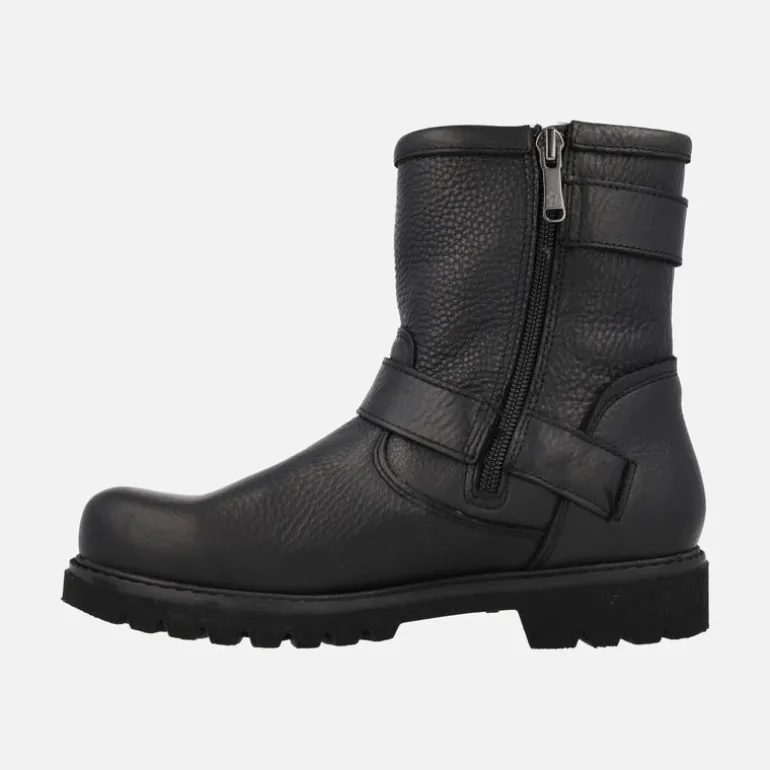 Botas de estilo motero en piel negra Felina con detalle de hebillas