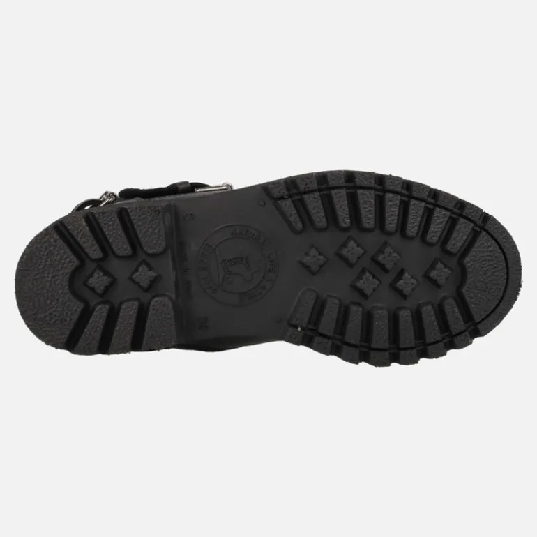 Botas de estilo motero en piel negra Felina con detalle de hebillas