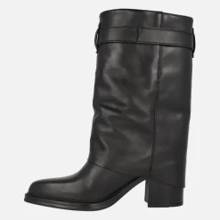 Botas de piel con tacón alto Matilda con faldón y hebilla
