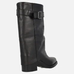 Botas de piel con tacón alto Matilda con faldón y hebilla