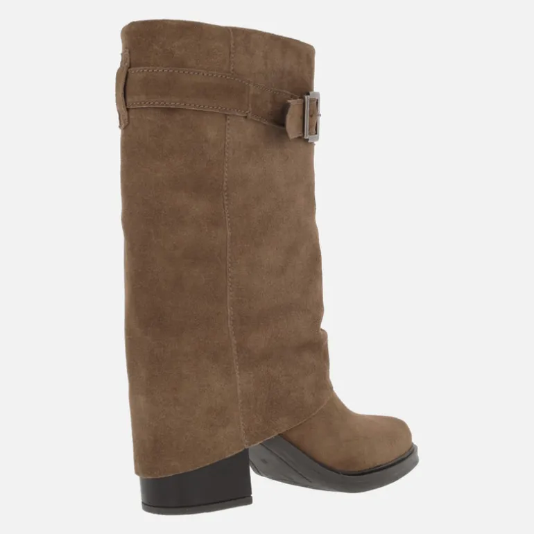 Botas de piel con tacón alto Matilda con faldón y hebilla