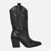 Botas de piel estilo cowboy para mujer con bordados