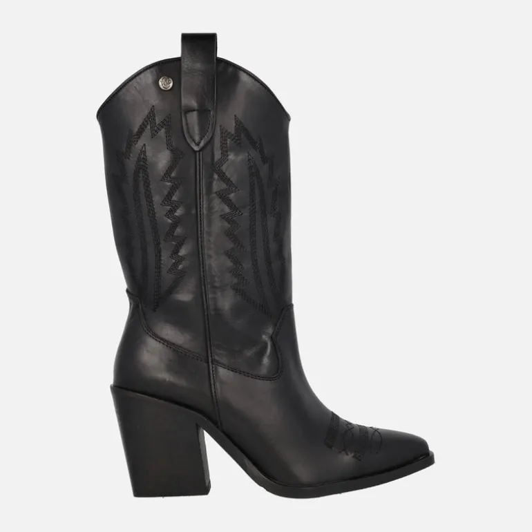 Botas de piel estilo cowboy para mujer con bordados