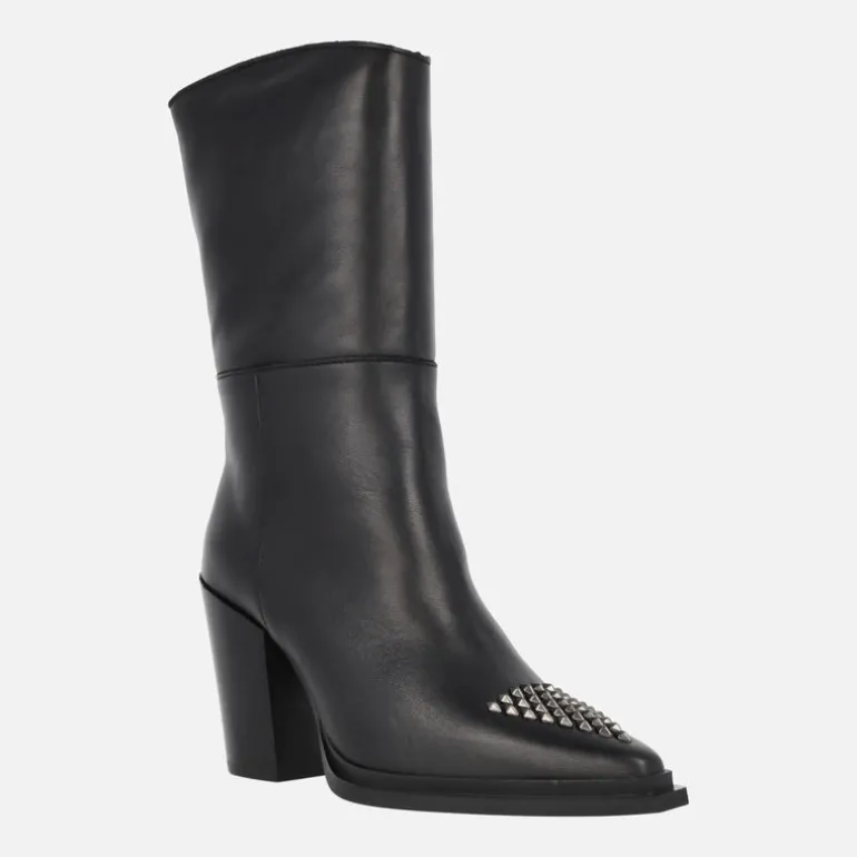 Botas de piel estilo cowboy con tachas en la puntera Maysale
