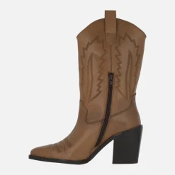 Botas de piel estilo cowboy para mujer con bordados