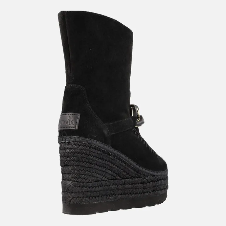 Botas de serraje con adorno de cadena y plataforma de yute
