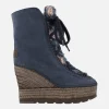Botas de serraje con cuña alta de yute y pala de borreguillo