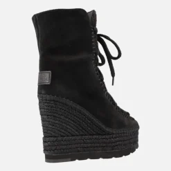 Botas de serraje con cuña alta de yute y pala de borreguillo