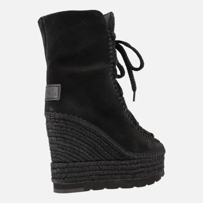 Botas de serraje con cuña alta de yute y pala de borreguillo