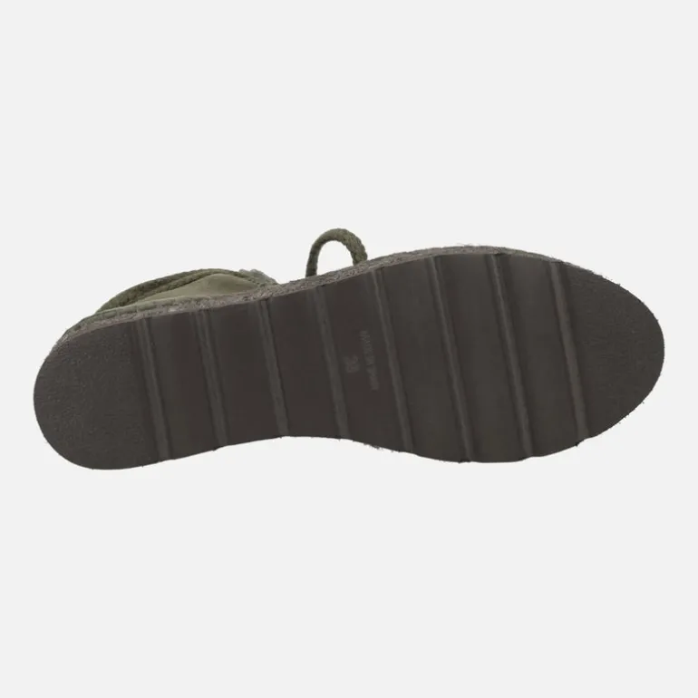 Botas de serraje con pala de pelo y plataforma de yute