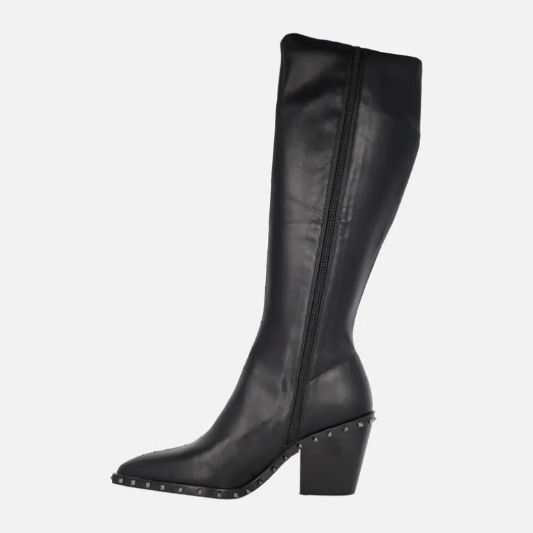 Botas negras Belita con caña elástica y estilo cowboy