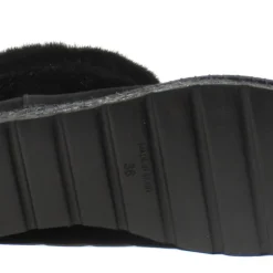 Botas negras de ante con vuelta de pelo y plataforma de esparto