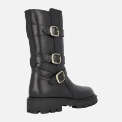 Botas negras de piel estilo motero con detalle de tres hebillas Agnes