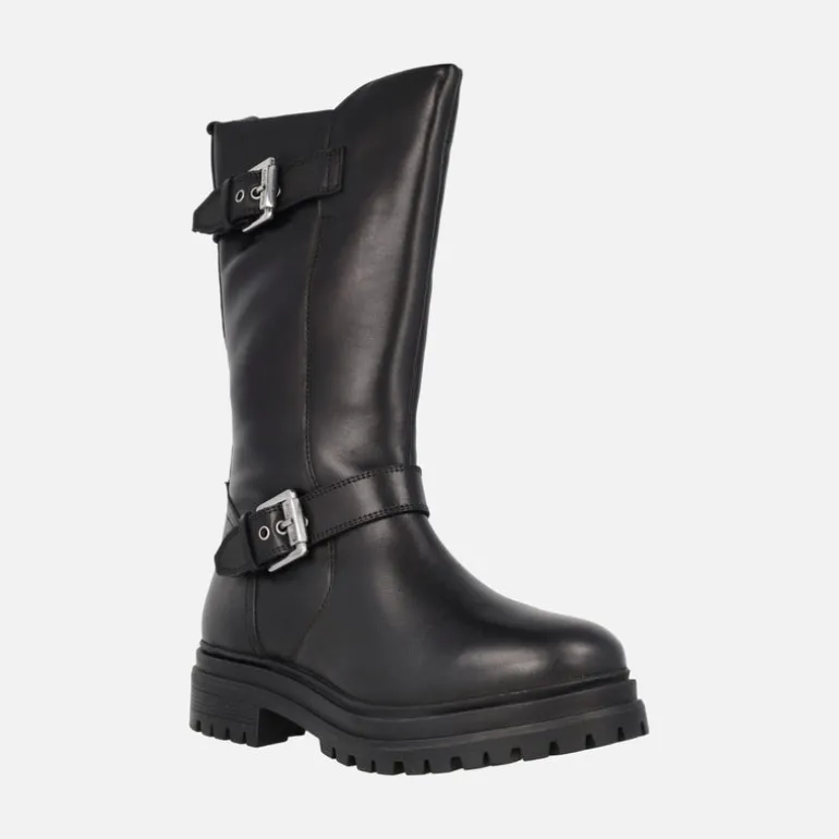 Botas negras de piel estilo biker para mujer Novaky