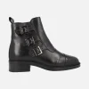 Botines Ayana de piel con tres tiras de hebillas