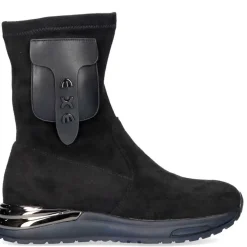 Botines calcetín en serraje negro con bolsillo