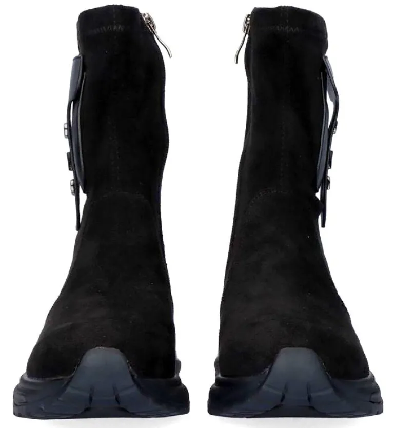 Botines calcetín en serraje negro con bolsillo