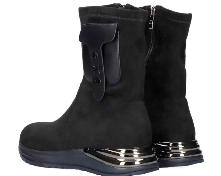 Botines calcetín en serraje negro con bolsillo