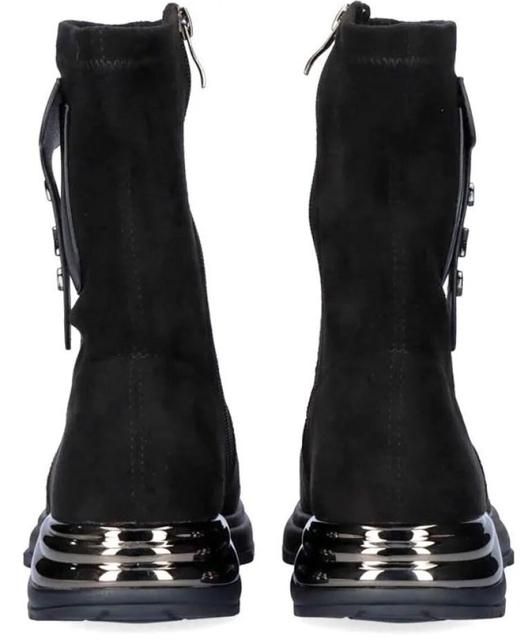 Botines calcetín en serraje negro con bolsillo