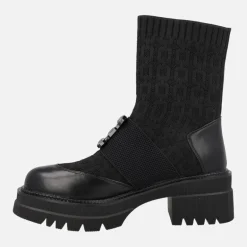 Botines calcetín negros con adorno de pedrería B079-H1033