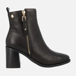 Botines Carmela de piel con tacón de 7 cms y doble cremallera