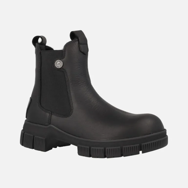 Botines chelsea de piel en negro con forro de pelo Panama Nery