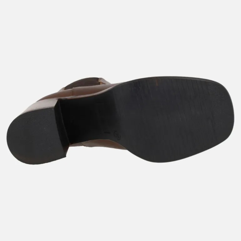 Botines chelsea para mujer en piel cuero con tacón y plataforma