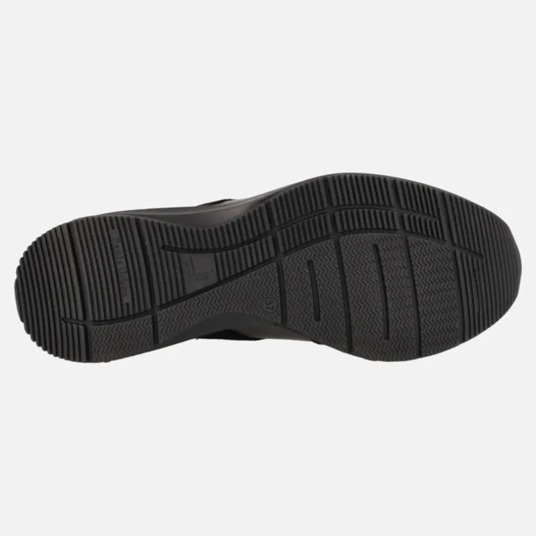 Botines con cremallera frontal en combinado negro y metalizado