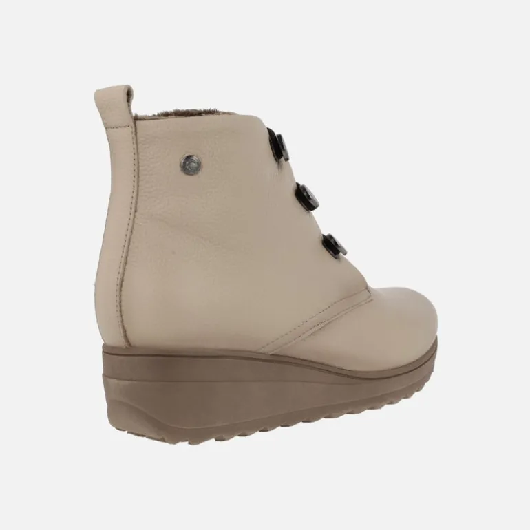 Botines confort de piel con cierre de botones y forro de pelo
