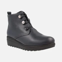 Botines confort de piel con cierre de botones y forro de pelo
