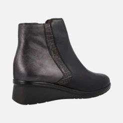 Botines confort en combinado negro con cremallera interior