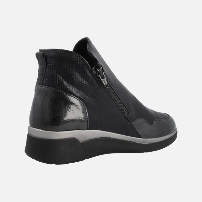 Botines confort en combinado negro con doble cremallera
