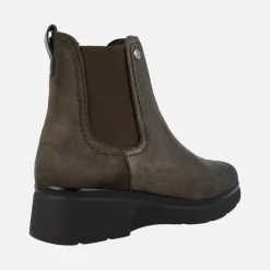Botines confort en piel metalizada bronce y nobuck marrón