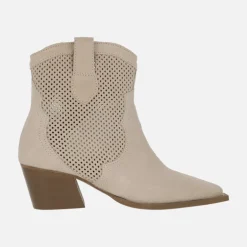Botines cowboy Melisandre en serraje taupe con picados