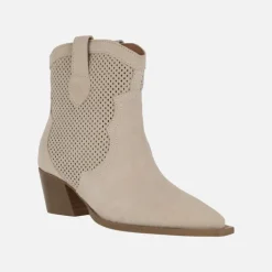 Botines cowboy Melisandre en serraje taupe con picados