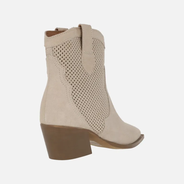 Botines cowboy Melisandre en serraje taupe con picados