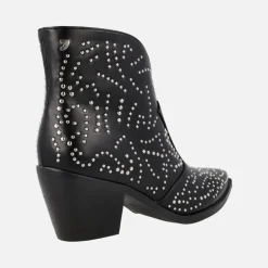 Botines cowboy Struer en piel negra con remaches