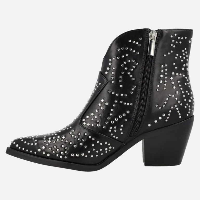 Botines cowboy Struer en piel negra con remaches