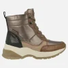 Botines de cordones acolchados multimaterial para mujer