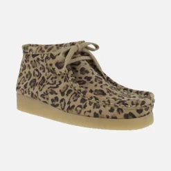 Botines de cordones en piel serraje leopardo estilo wallabee