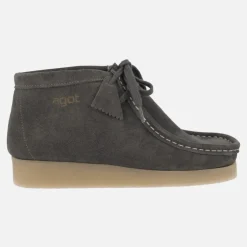 Botines de cordones en piel serraje estilo wallabee