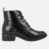 Botines de cordones para mujer en piel negra Funchal