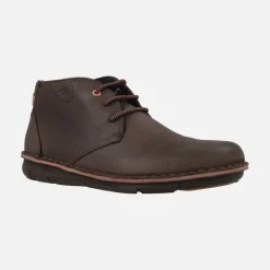Botines de cordones para hombre Alfa F0701 en piel engrasada marrón