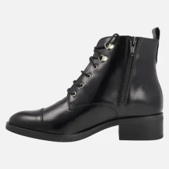 Botines de cordones para mujer en piel negra Funchal