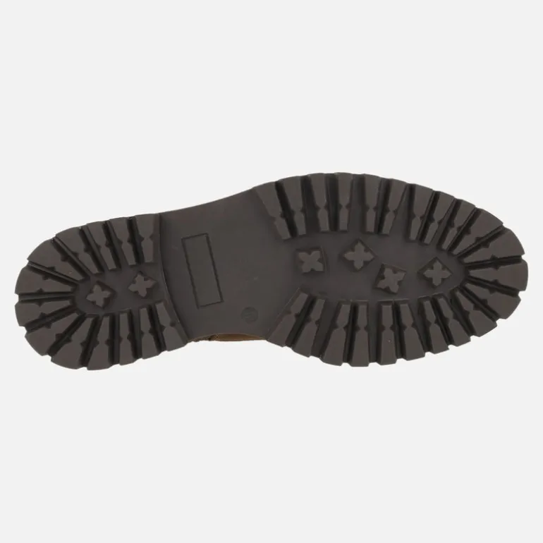 Botines de cordones para hombre en serraje cuero con cremallera lateral